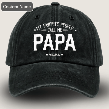 Personalized Washed Denim Cap with Kids’ Names – Custom Dad, Papa, or Grandpa Hat