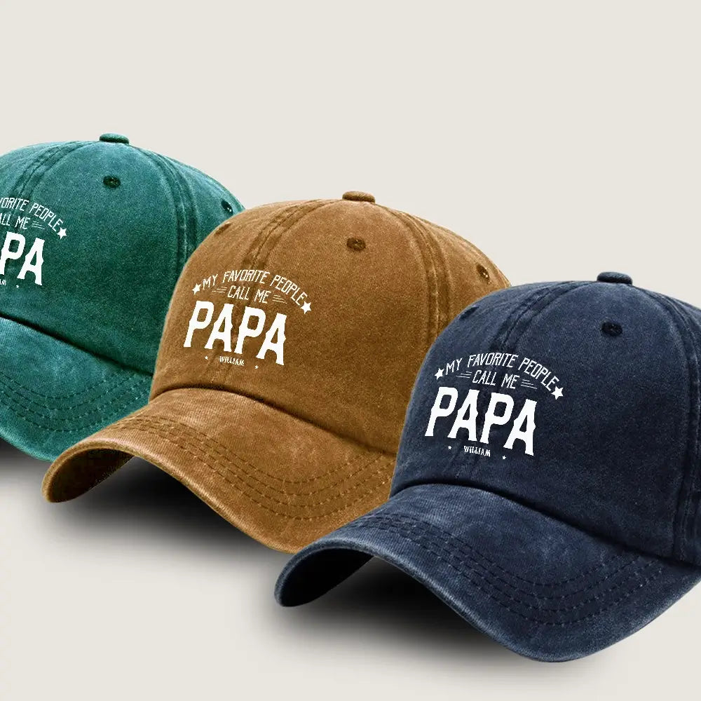 Personalized Washed Denim Cap with Kids’ Names – Custom Dad, Papa, or Grandpa Hat