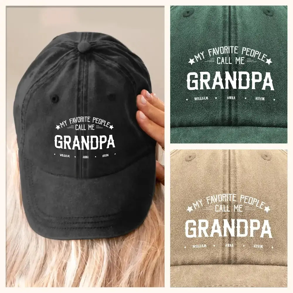 Personalized Washed Denim Cap with Kids’ Names – Custom Dad, Papa, or Grandpa Hat Duconspace