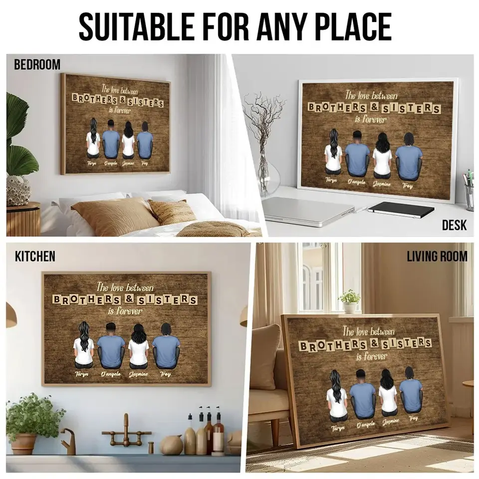 The Love Between Brothers & Sisters Is Forever Poster - Personalized Vintage Siblings Poster with Names