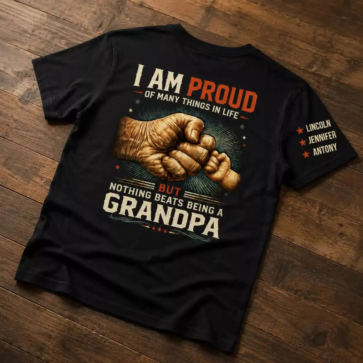 Proud Grandpa Custom Kids Names Shirt Gift, Nothing Beats Duconspace