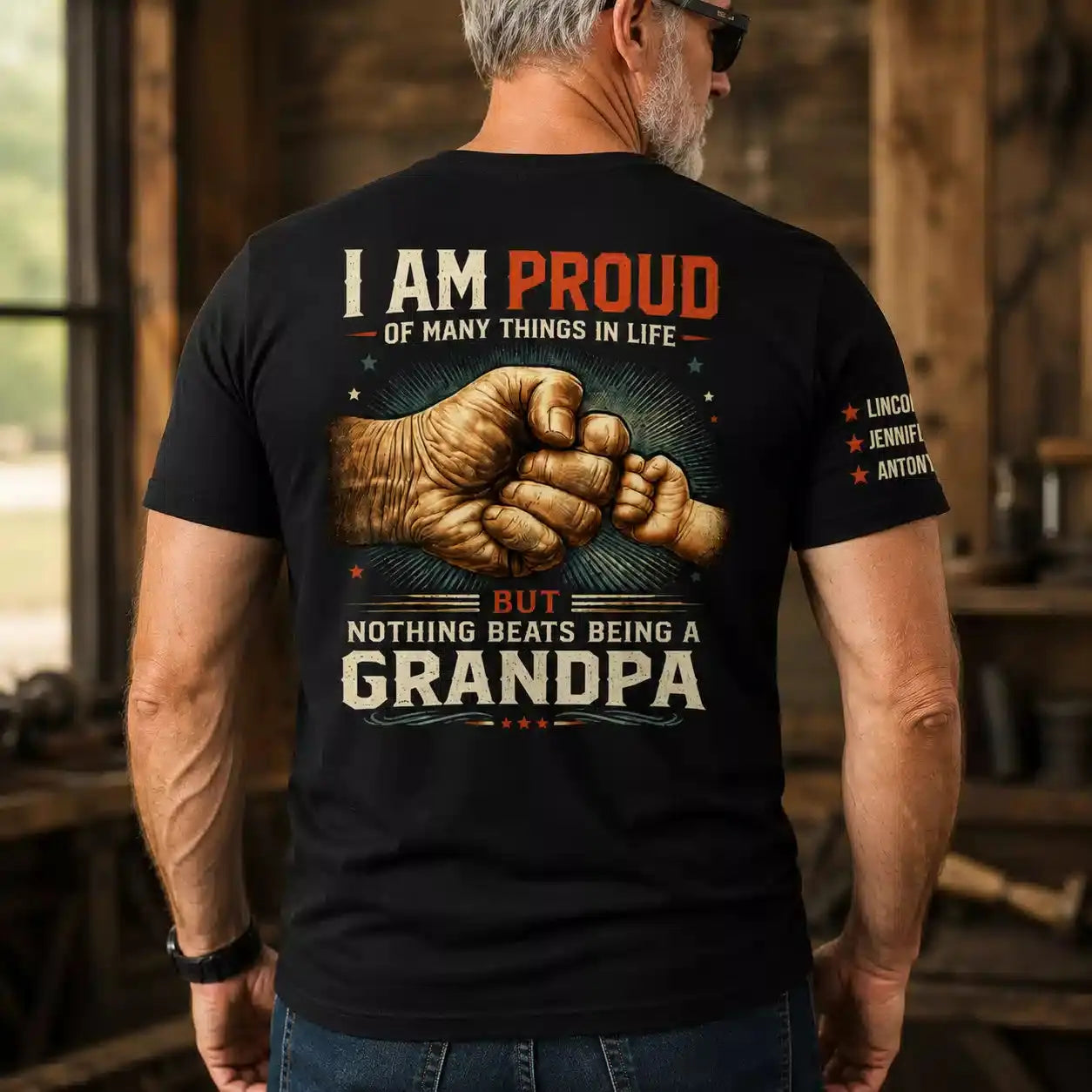 Proud Grandpa Custom Kids Names Shirt Gift, Nothing Beats Duconspace