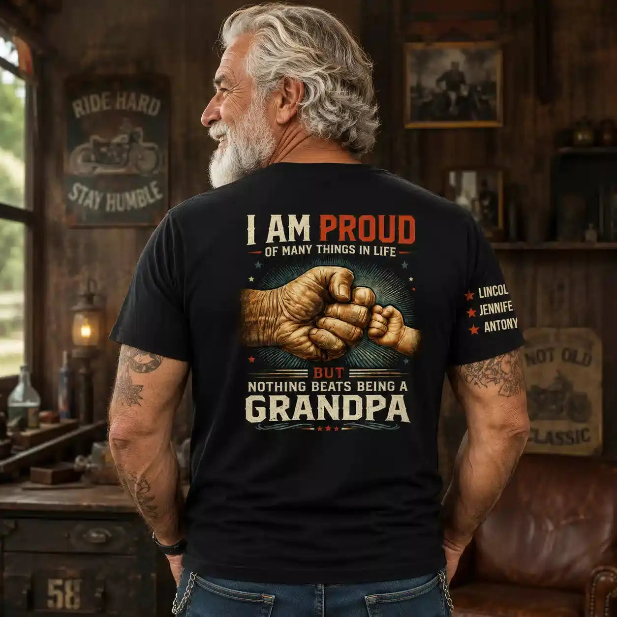 Proud Grandpa Custom Kids Names Shirt Gift, Nothing Beats Duconspace
