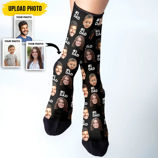 Put a Smile on Your Feet - Custom Face Photo Socks, Personalized Funny Gift for Family, Father’s & Mother’s Day FSM003