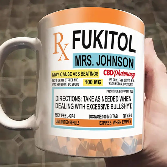 Recharge Your Mind and Soul with Laughter - Custom Fukitol Prescription Mug, Personalized Gift for Friends and Family