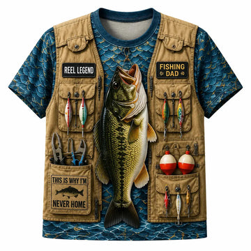 Reel Legend Fishing Dad All Over Print T-Shirt
