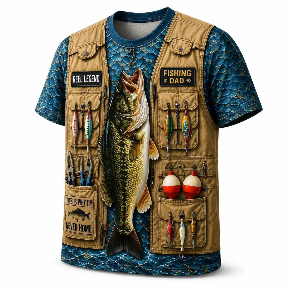 Reel Legend Fishing Dad All Over Print T-Shirt