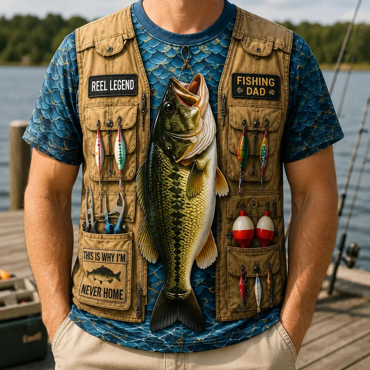 Reel Legend Fishing Dad All Over Print T-Shirt