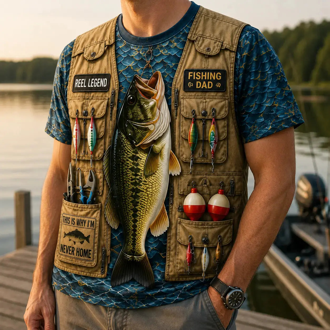 Reel Legend Fishing Dad All Over Print T-Shirt