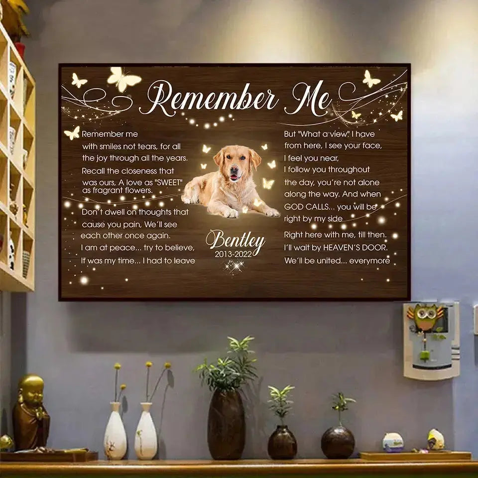 Remember Me with Smiles, Not Tears - Custom Photo Memorial Pet Poster, Personalized Name & Year Wall Art Tribute Ducon Space