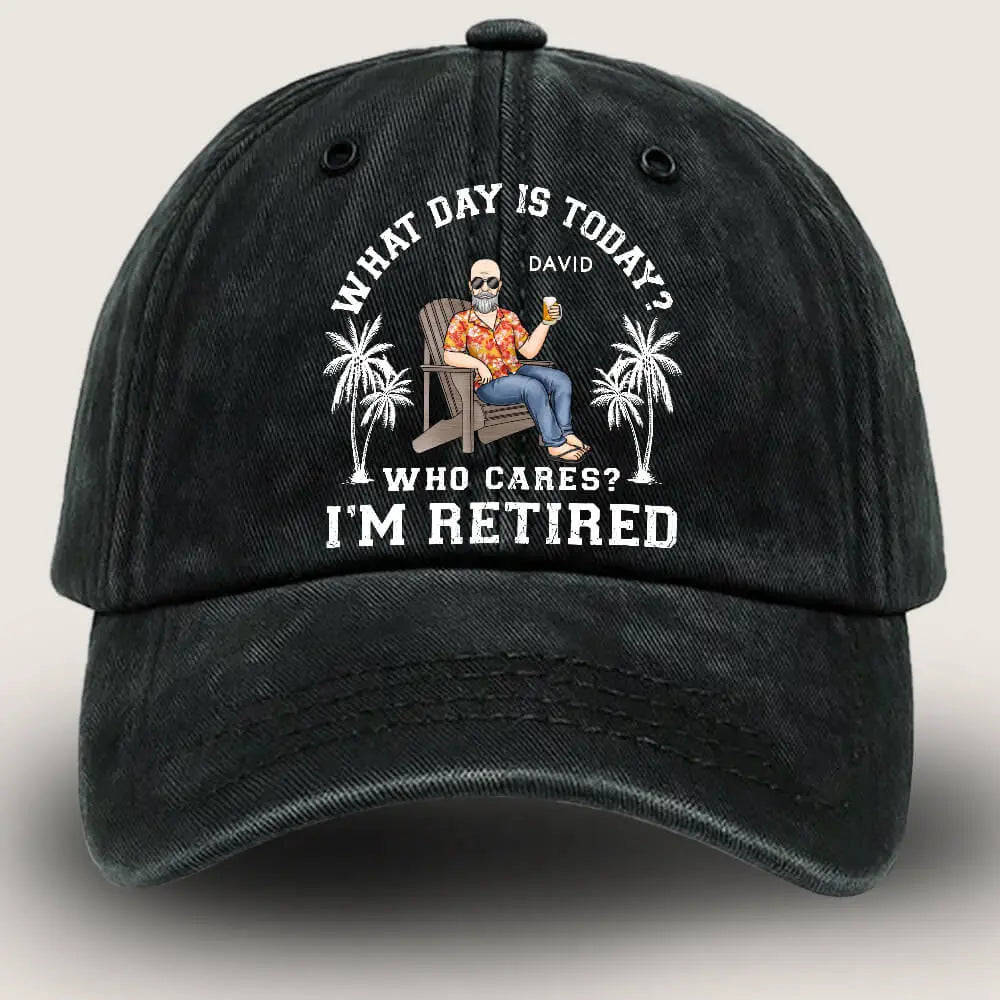 Retired Grandpa Custom Name Vintage Denim Hat Duconspace