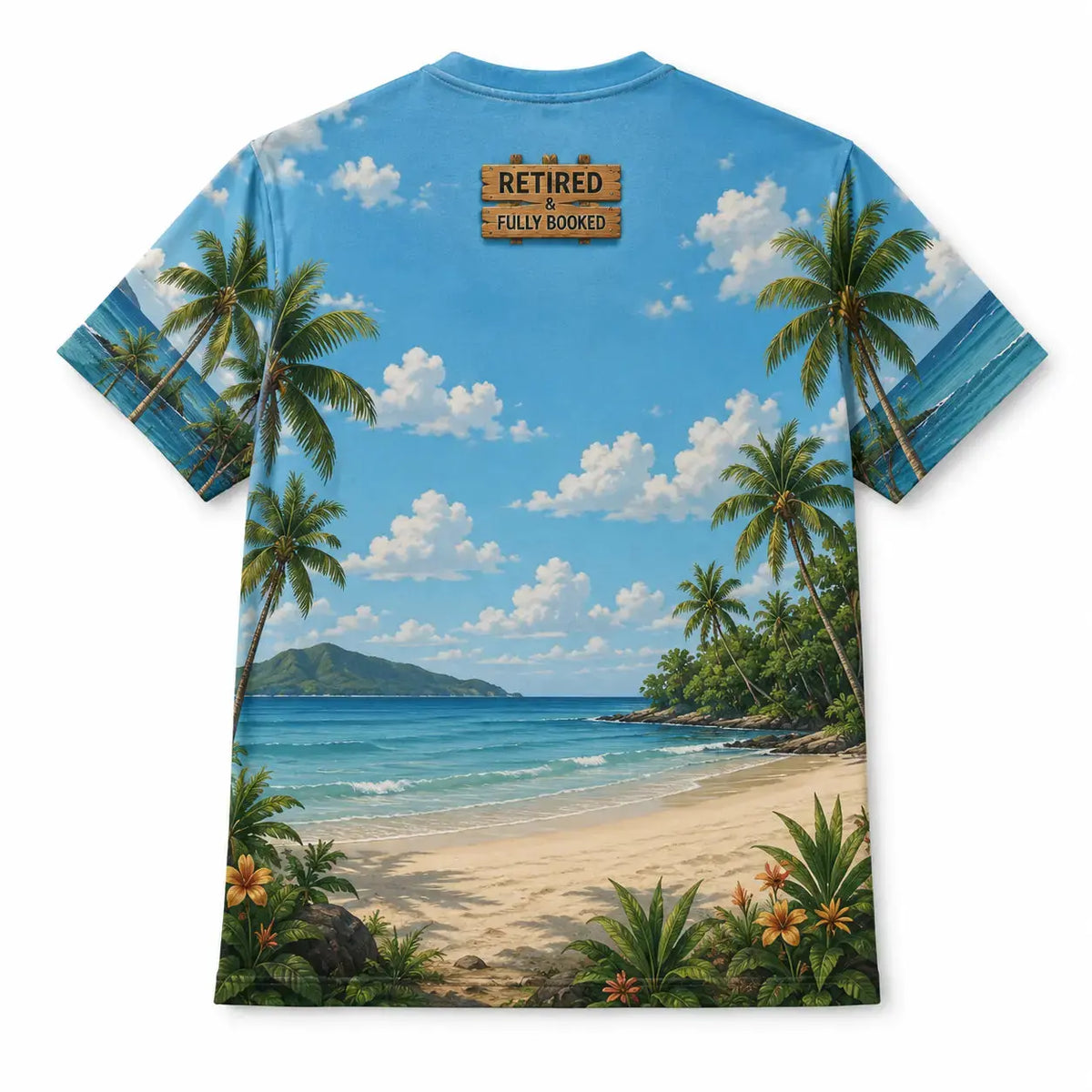 Retired and Fully Booked Beach Life AOP T-Shirt Duconspace
