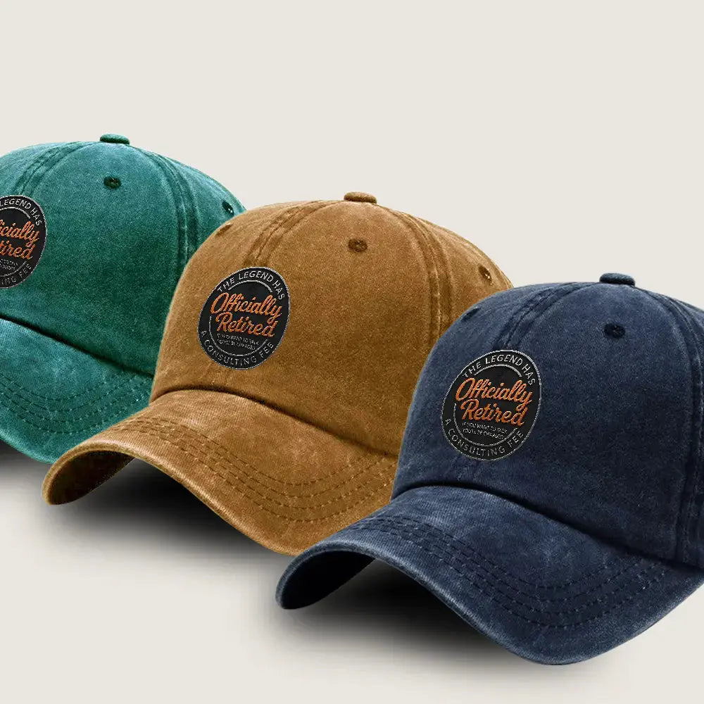 Retirement Gifts for Men Women – Personalized “Officially Retired” Washed Denim Hat Duconspace