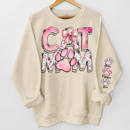 Retro Floral Cat Mom - Cute Bow & Floral Design, Perfect Gift for Stylish Cat Lovers