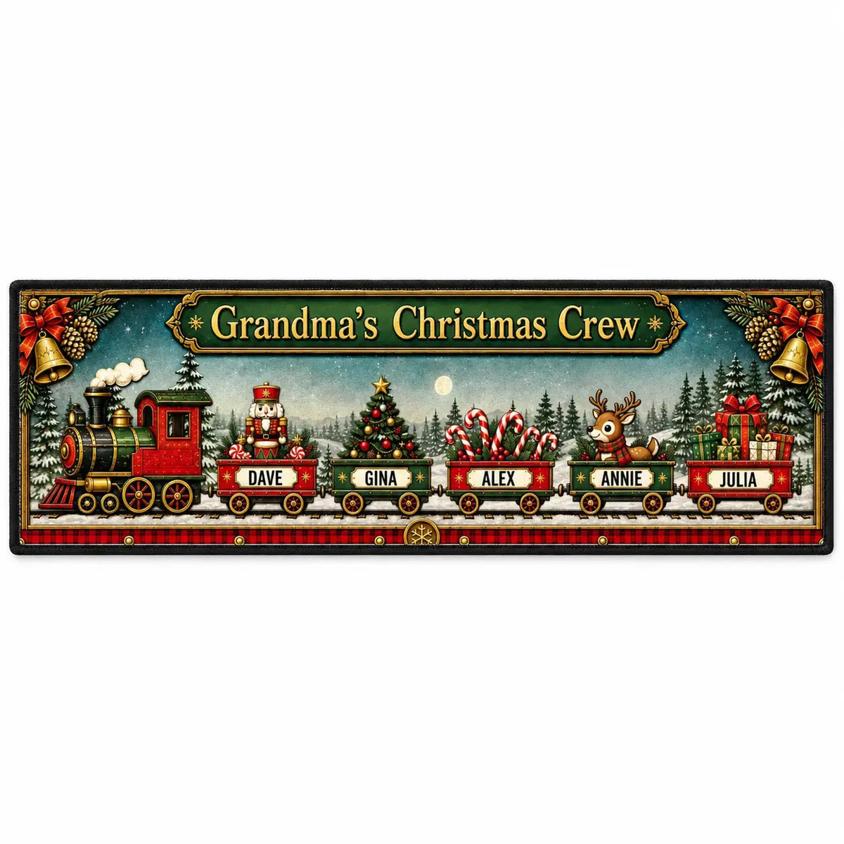 Runner Rug Personalized Christmas Train Family Gift Duconspace
