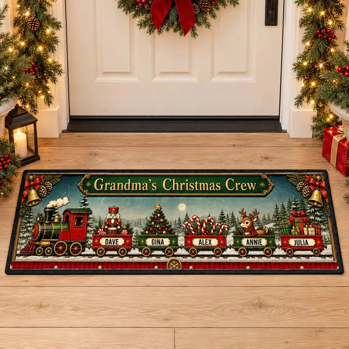 Runner Rug Personalized Christmas Train Family Gift Duconspace