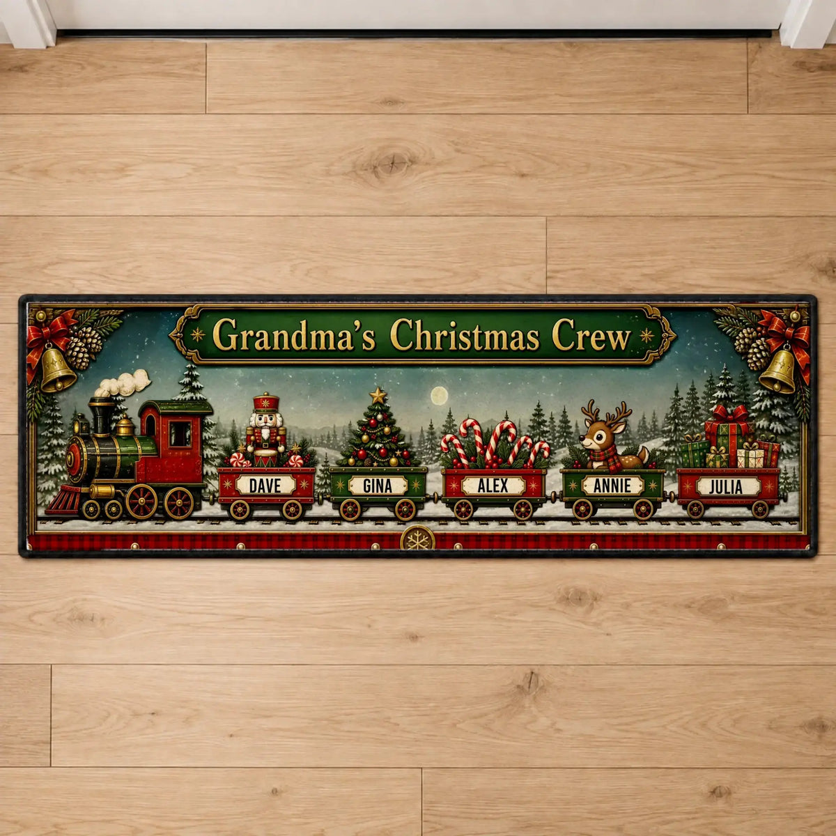 Runner Rug Personalized Christmas Train Family Gift Duconspace