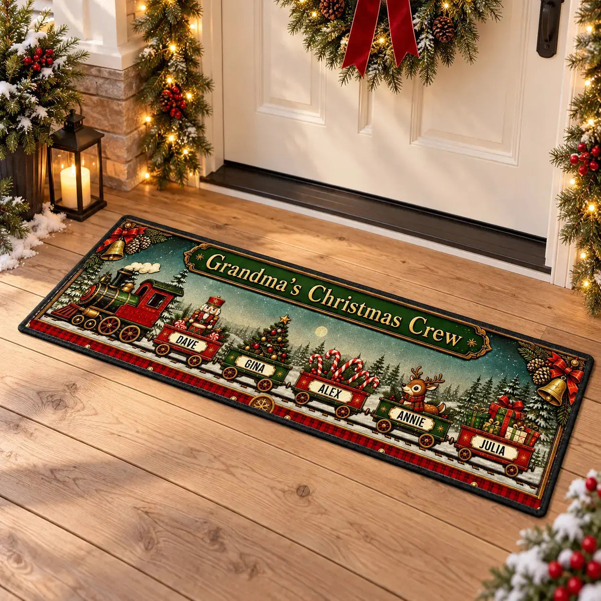 Runner Rug Personalized Christmas Train Family Gift Duconspace