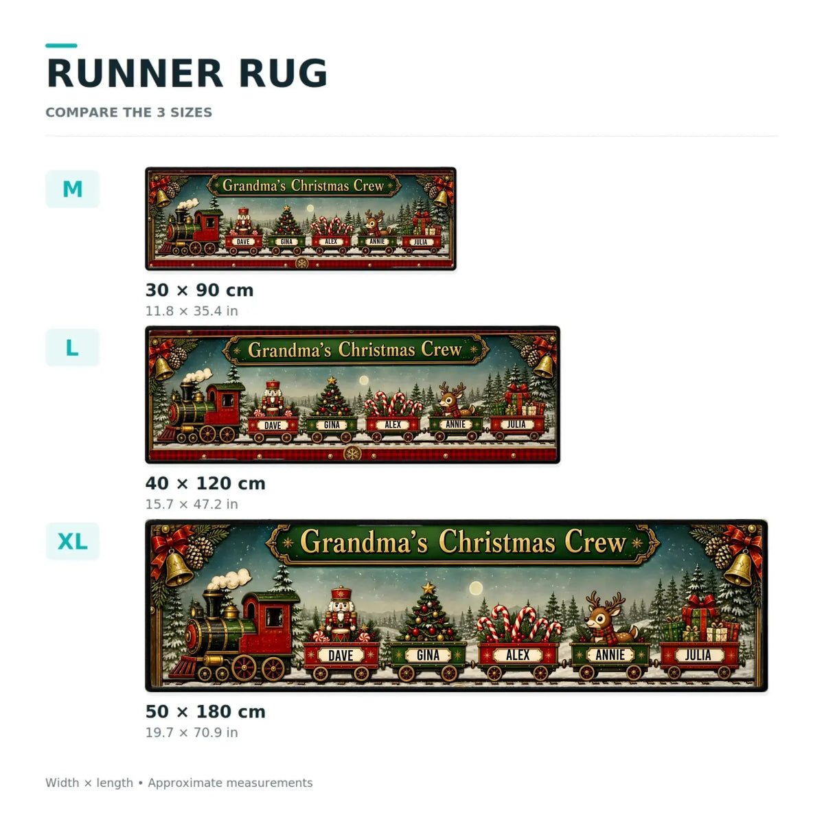 Runner Rug Personalized Christmas Train Family Gift Duconspace