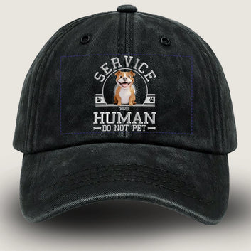 Service Human - Do Not Pet Custom Dog Hat – Personalized Washed Denim Cap for Dog Lovers, Funny Pet Owner Gift
