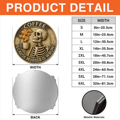 Skeletons Drinking Coffee Vintage Retro Metal Sign