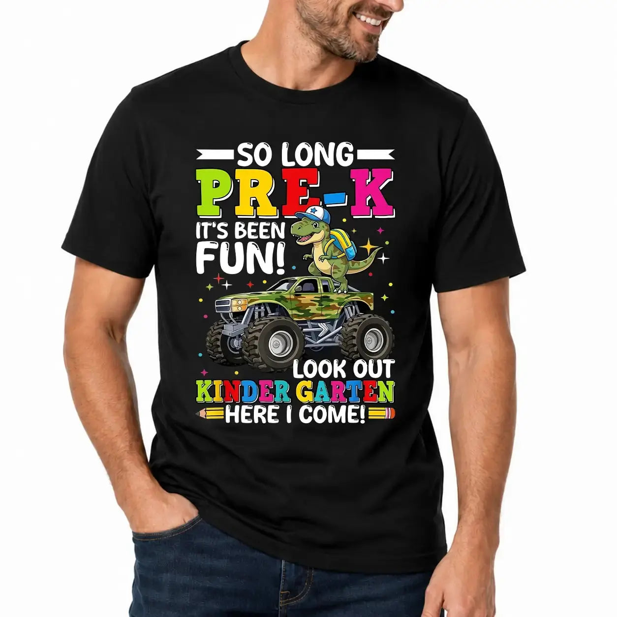 So Long Pre-K Hello Kindergarten Dinosaur Monster Truck Shirt Duconspace
