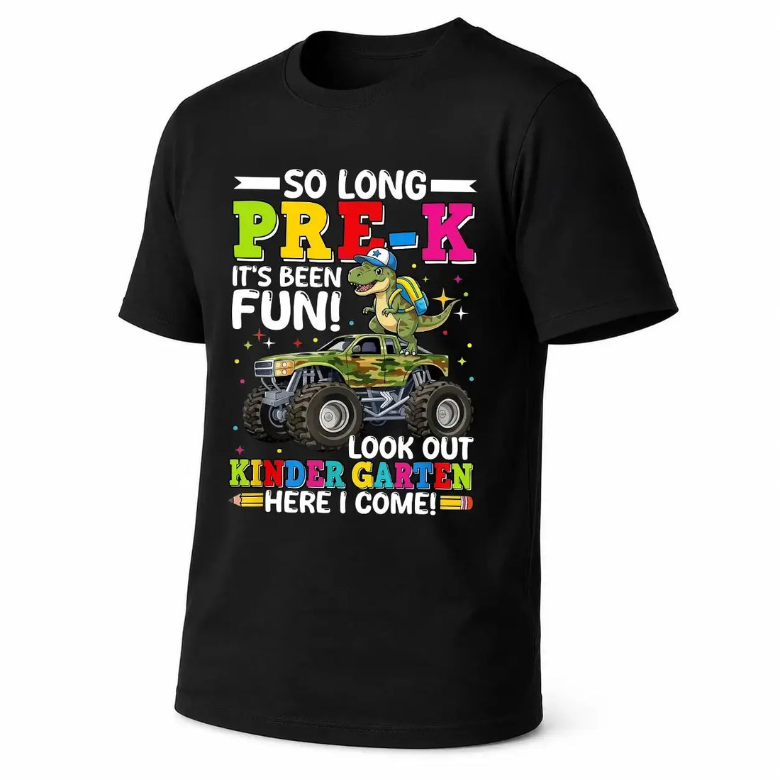 So Long Pre-K Hello Kindergarten Dinosaur Monster Truck Shirt Duconspace