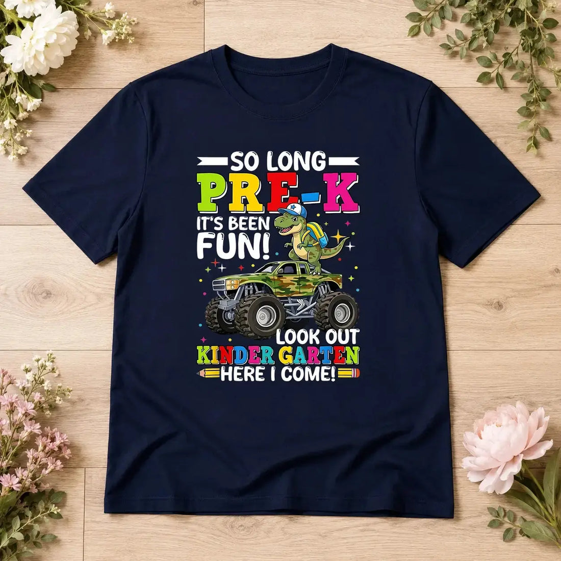 So Long Pre-K Hello Kindergarten Dinosaur Monster Truck Shirt Duconspace