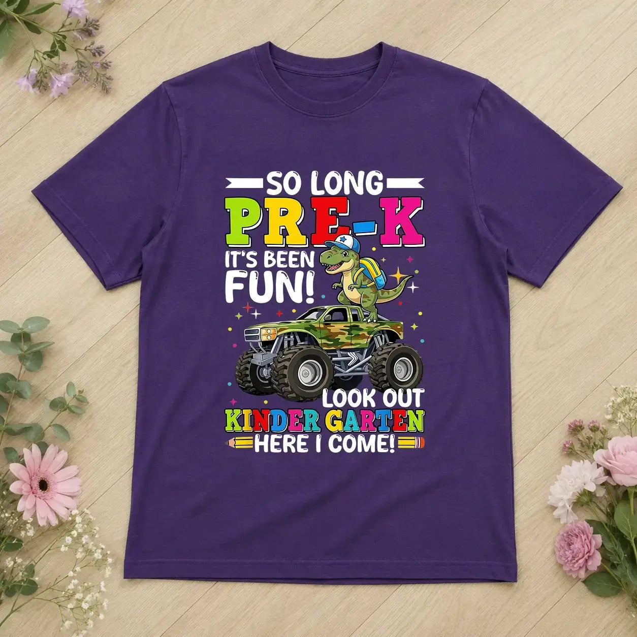So Long Pre-K Hello Kindergarten Dinosaur Monster Truck Shirt Duconspace