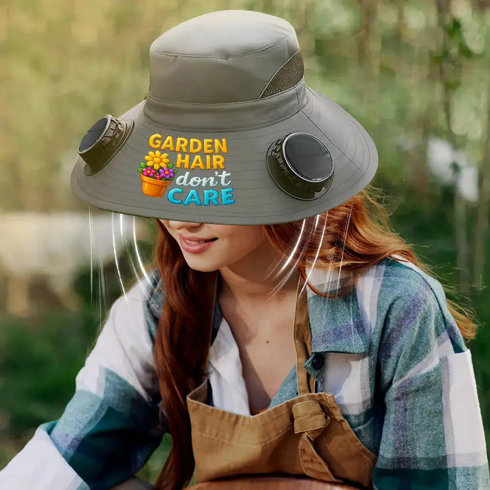 [Solar Fan Hat] Garden Hair Don't Care – Gardening Gift Idea Duconspace