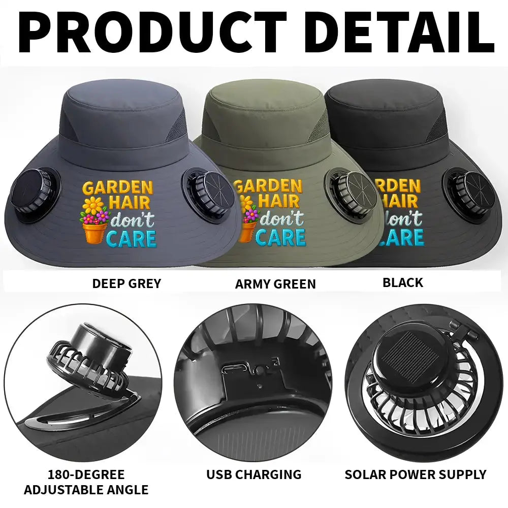 [Solar Fan Hat] Garden Hair Don't Care – Gardening Gift Idea Duconspace