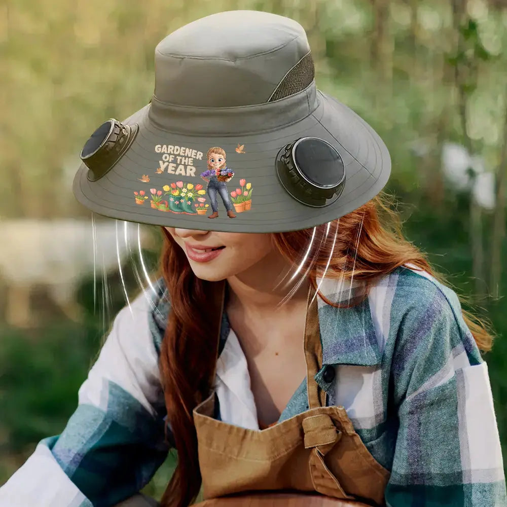 Solar Fan Hat – Personalized Gardener’s Gift [Grow Joy] Duconspace