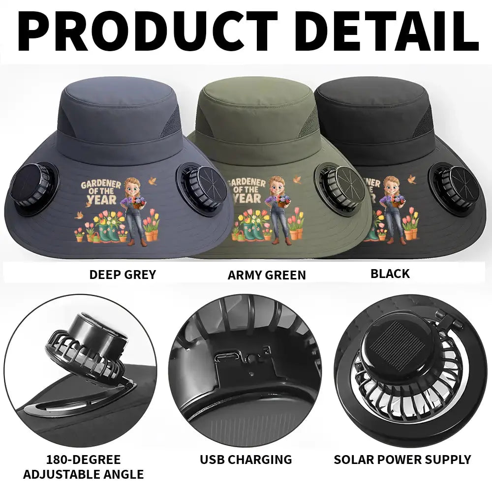 Solar Fan Hat – Personalized Gardener’s Gift [Grow Joy] Duconspace