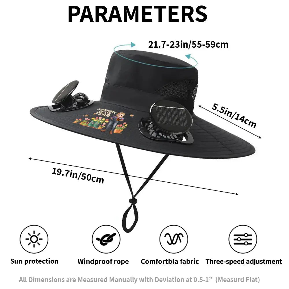 Solar Fan Hat – Personalized Gardener’s Gift [Grow Joy] Duconspace