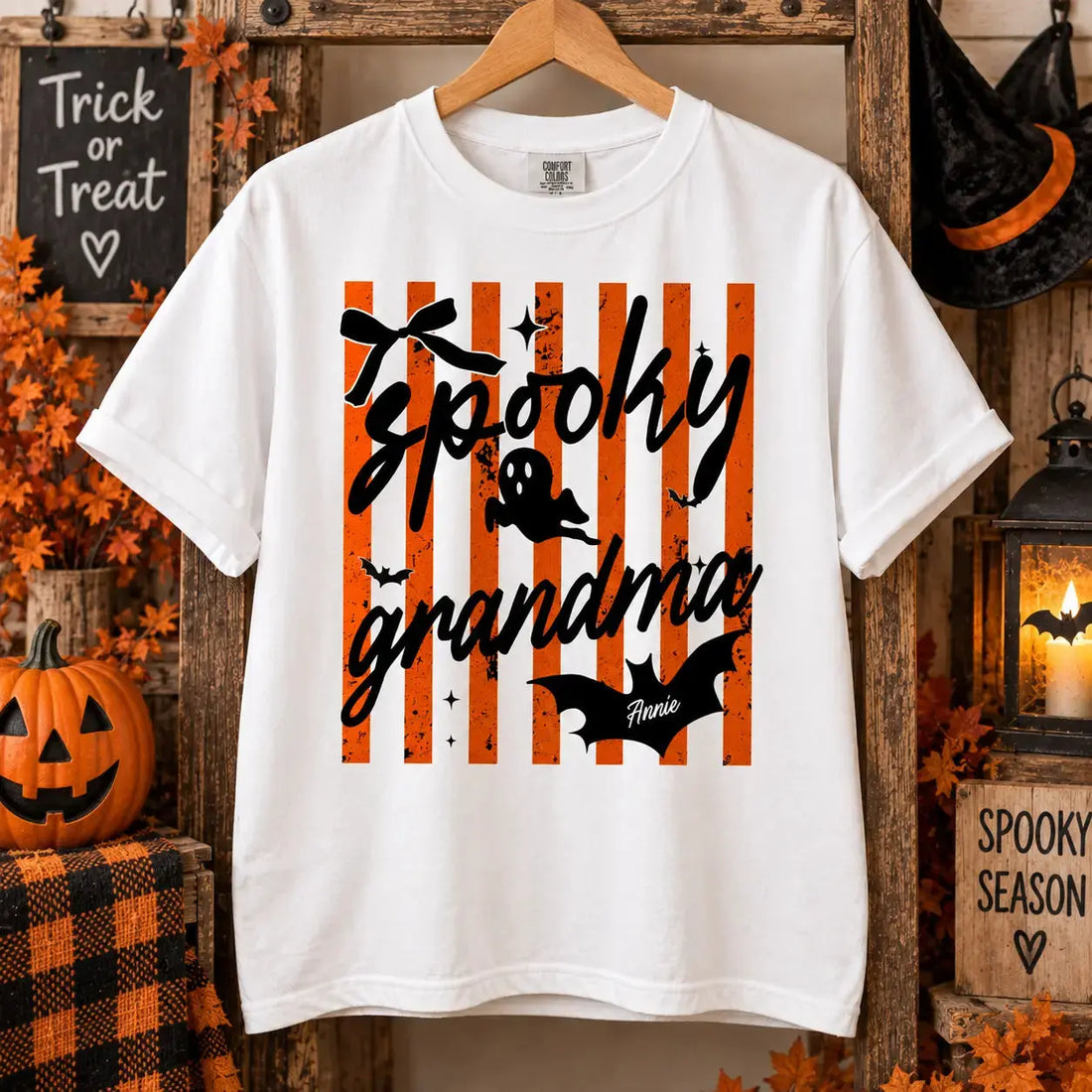 Spooky Mama Bat Ghost Striped Custom Apparel Duconspace
