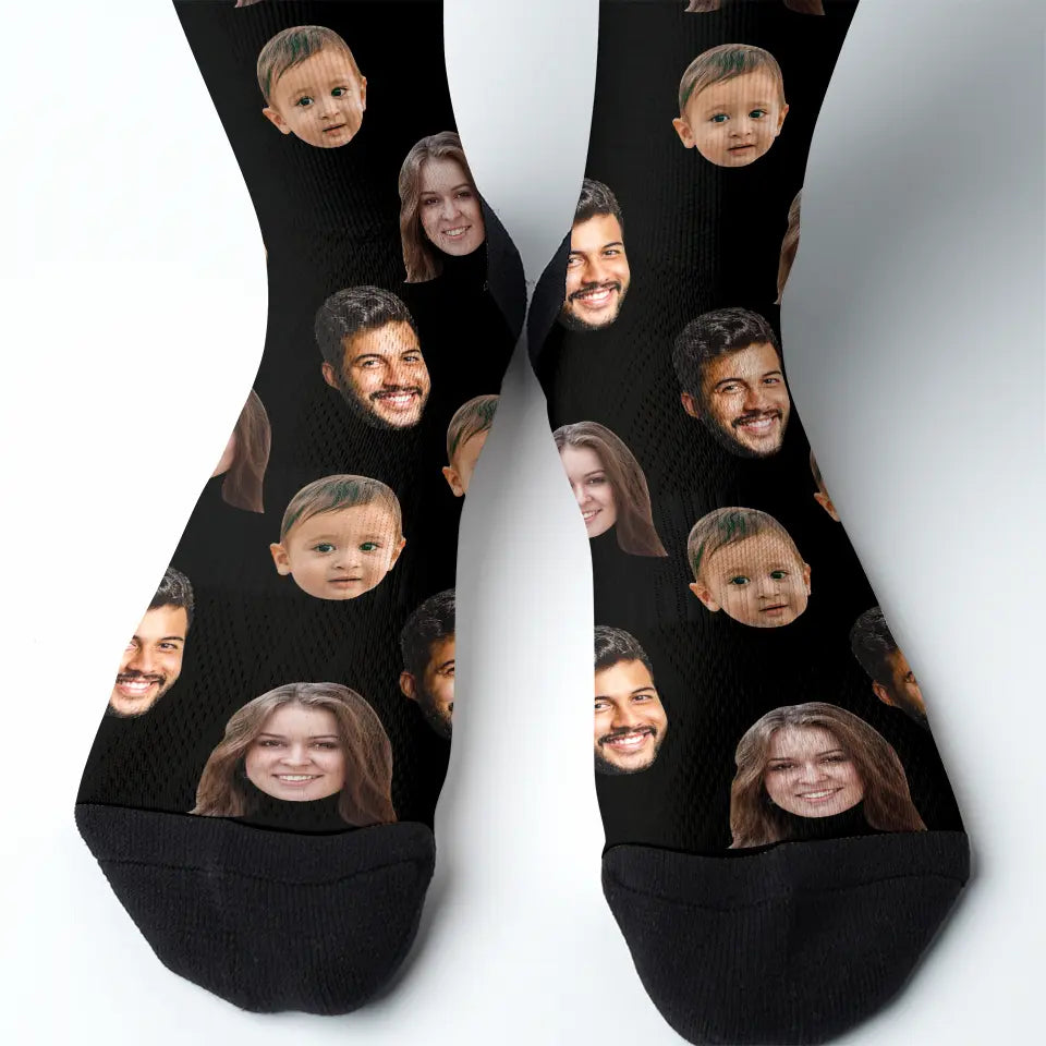Step into Laughter with Family Faces - Custom Face Photo Socks, Personalized Funny Gift for Father’s & Mother’s Day FSM002x