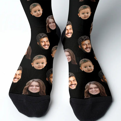 Step into Laughter with Family Faces - Custom Face Photo Socks, Personalized Funny Gift for Father’s & Mother’s Day FSM002x