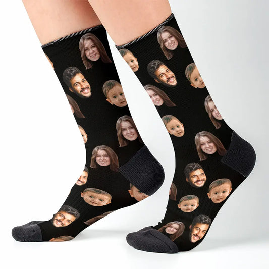 Step into Laughter with Family Faces - Custom Face Photo Socks, Personalized Funny Gift for Father’s & Mother’s Day FSM002x