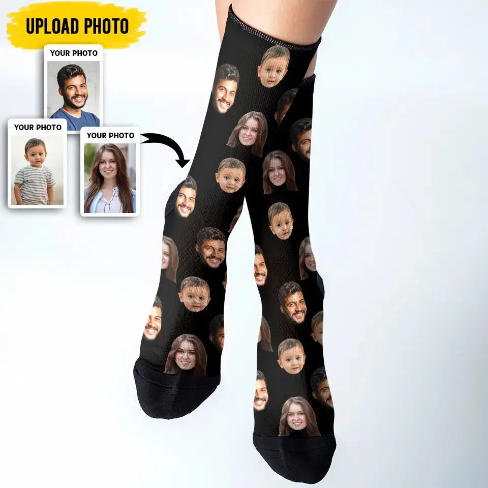 Step into Laughter with Family Faces - Custom Face Photo Socks, Personalized Funny Gift for Father’s & Mother’s Day FSM002x Ducon Space