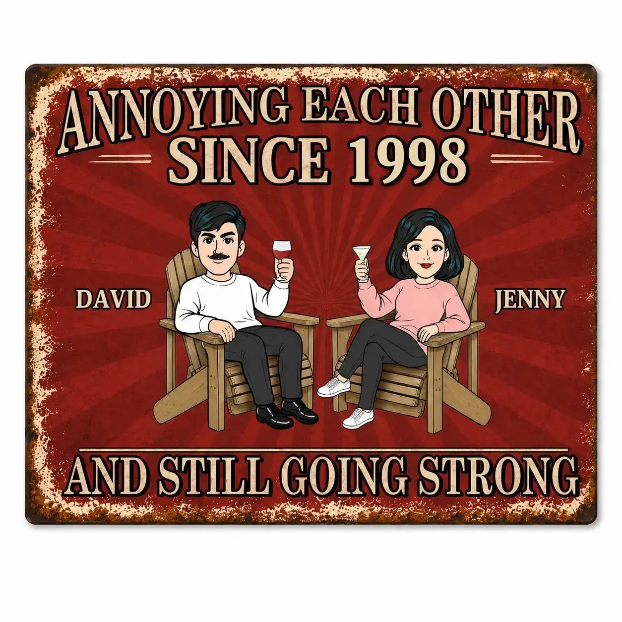 Still Driving Each Other Crazy Couple Metal Sign