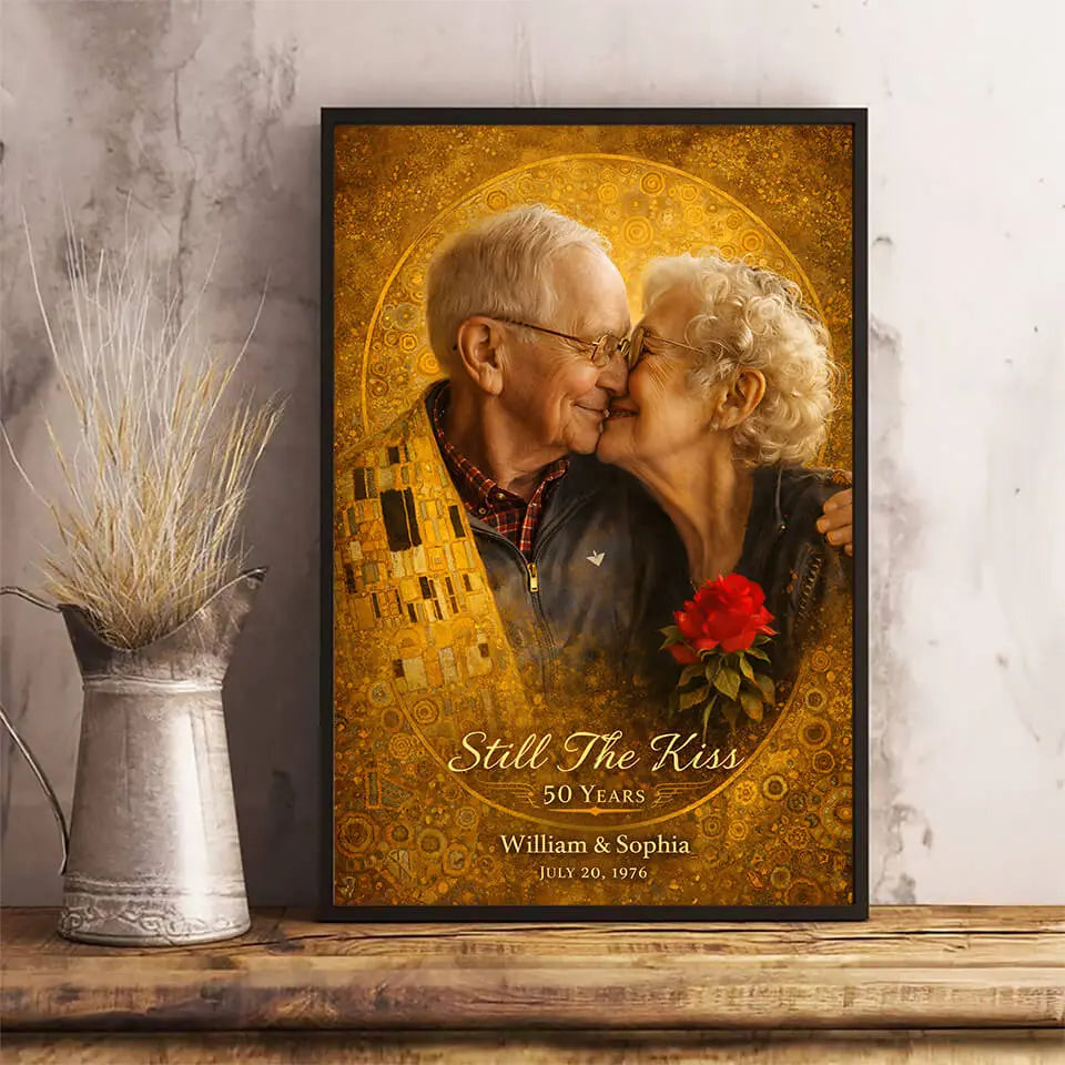 Still The Kiss Custom Photo Art Poster, Anniversary Gift Duconspace