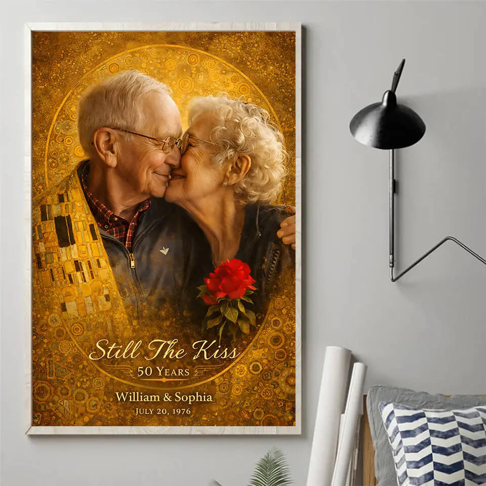 Still The Kiss Custom Photo Art Poster, Anniversary Gift Duconspace