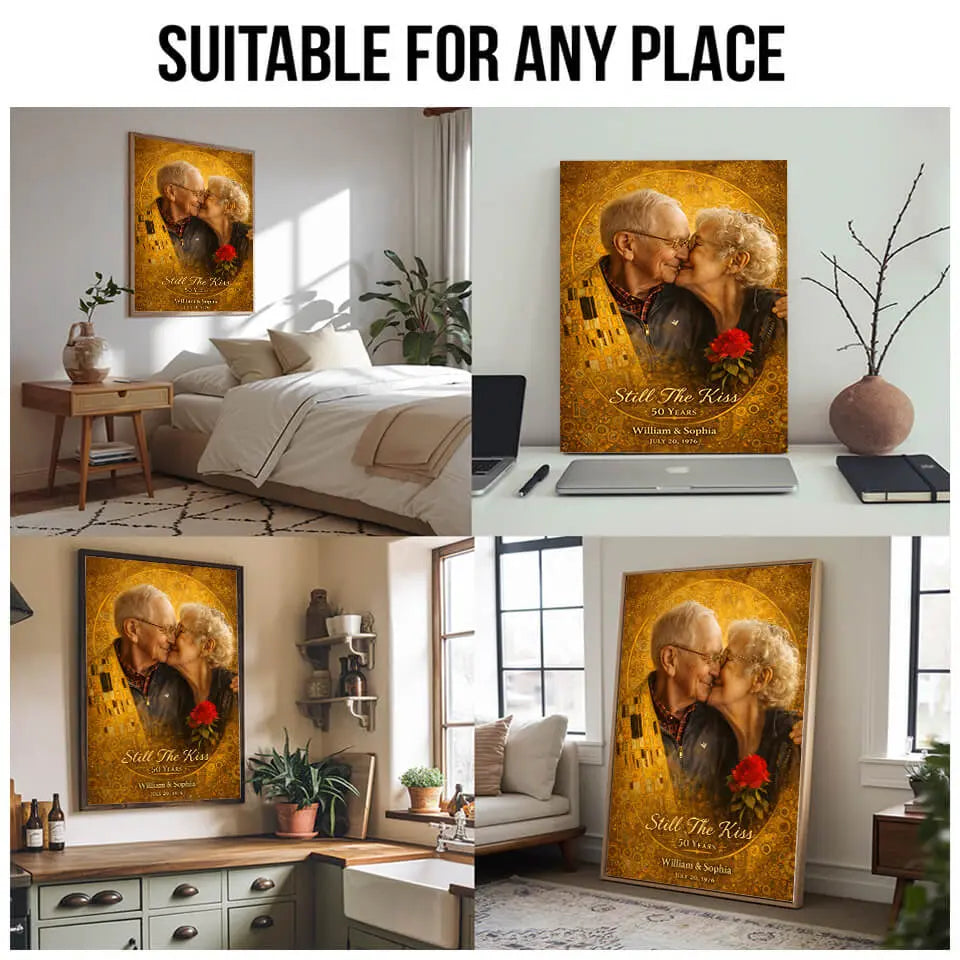 Still The Kiss Custom Photo Art Poster, Anniversary Gift Duconspace