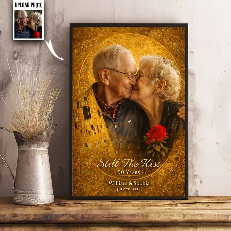 Still The Kiss Custom Photo Art Poster, Anniversary Gift Duconspace