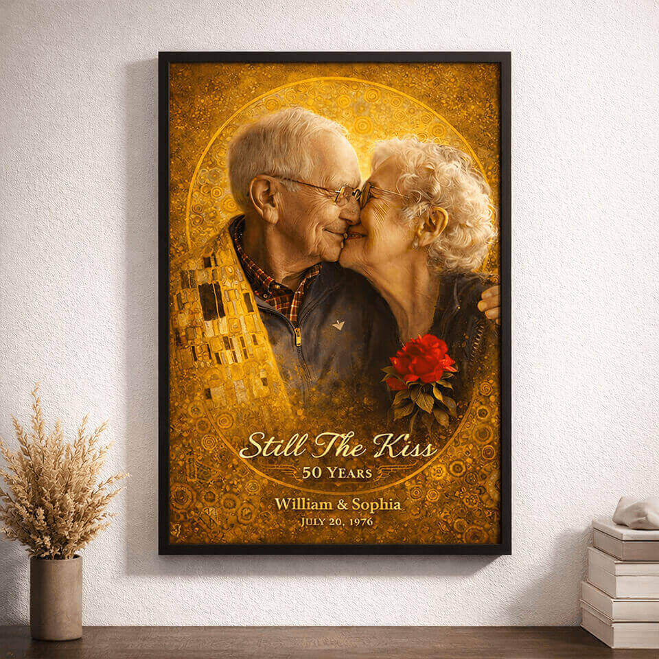 Still The Kiss Custom Photo Art Poster, Anniversary Gift Duconspace