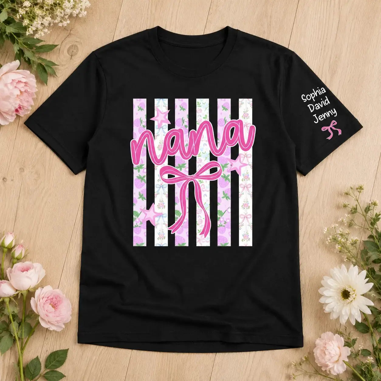 Striped Mama Coquette Floral Shirt - Personalized Gift for Mom, Grandma Duconspace
