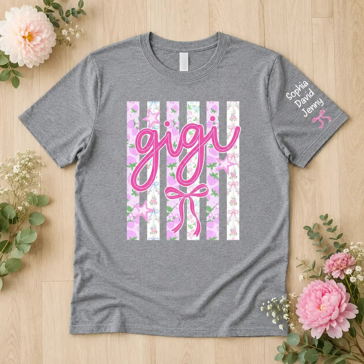 Striped Mama Coquette Floral Shirt - Personalized Gift for Mom, Grandma Duconspace