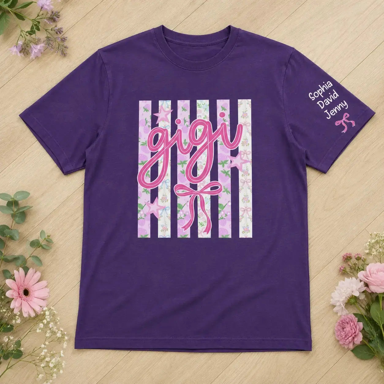 Striped Mama Coquette Floral Shirt - Personalized Gift for Mom, Grandma Duconspace