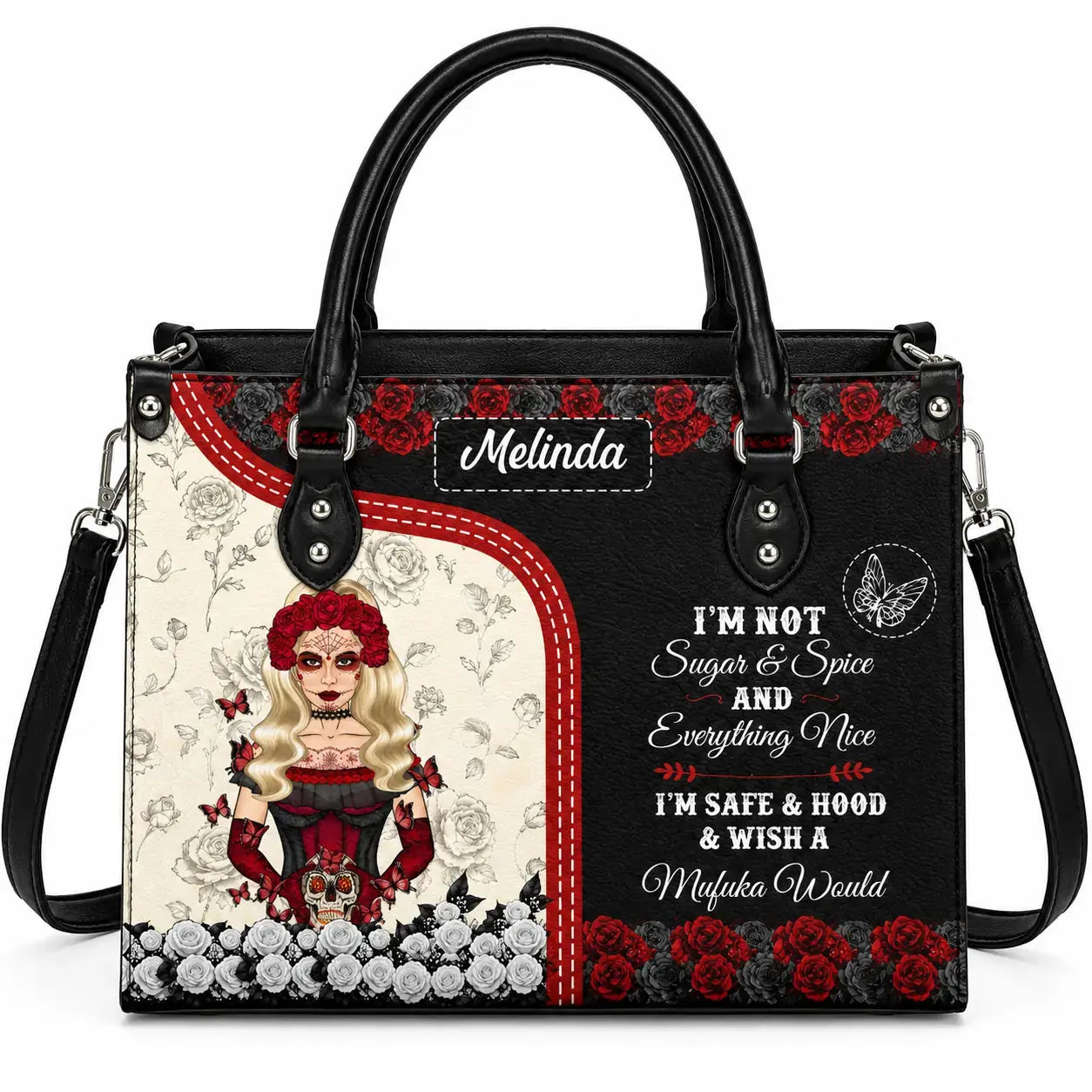 Sugar Skull I'm Not Sugar Spice Leather Handbag Duconspace