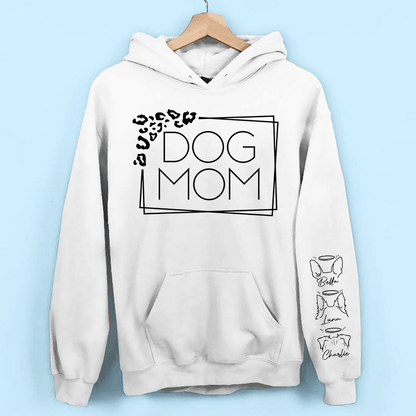 Dog Mom Leopard Print Custom Unisex Sweatshirt with Sleeve Design – Personalized Gift for Pet Lovers, Pet Owners – Cozy, Stylish, Unique Gift for Dog Moms – Premium Custom Sweatshirt